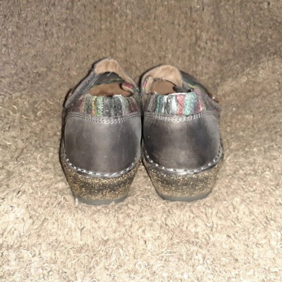 AETREX JANINE-Charcoal Sweater Leather Mary Jane Wedge-Shoes-Sz 8.5-Near Mint - Picture 5 of 7